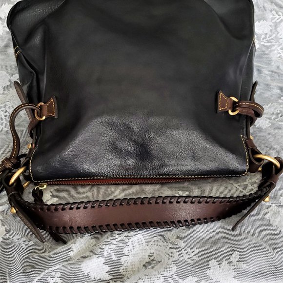 Dooney & Bourke Black Leather Shoulder Bag with Gold Accents - Picture 4 of 11